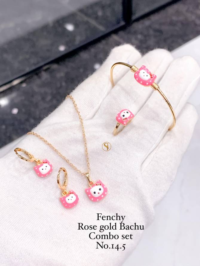 Fancy Designer Kids Wear Rose Gold Bachu Combo Set 
